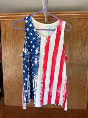 American Flag Graphic Tank Top - Red, White & Blue